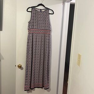 Max Studio Navy and Red Geometric Sleeveless Maxi Dress